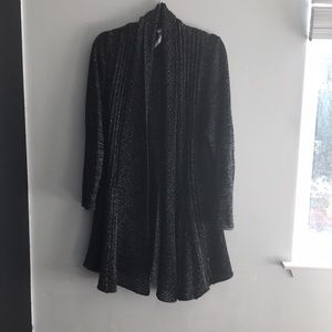 Large black and silver knitted open front cardigan